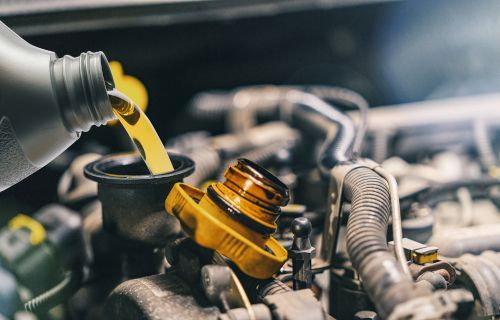 Oil being replaced in a cars engine
